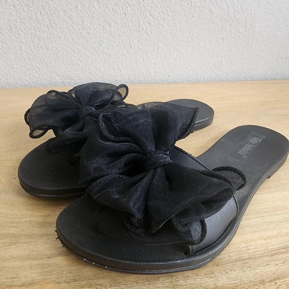 Mini Helisha Sandals Womens Size 38 Black Bow Slide Slip On Dressy MST-1718